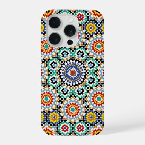 Moroccan Mosaic Traditional Boho Pattern iPhone 15 Pro Case