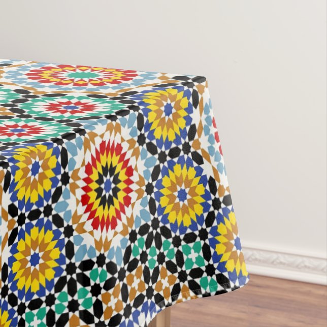 Moroccan Mosaic Traditional Boho Pattern Tablecloth (In Situ)