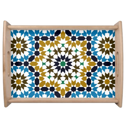 Moroccan Mosaic Traditional Geometric Boho Pattern Serving Tray