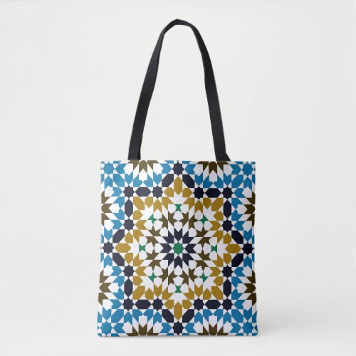 Moroccan Mosaic Traditional Geometric Boho Pattern Tote Bag