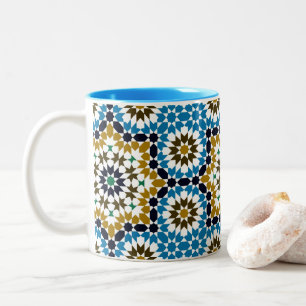 Moroccan Mosaic Traditional Geometric Boho Pattern Two-Tone Coffee Mug