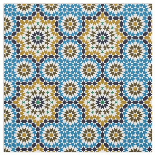 Moroccan Mosaic Traditional Geometric Pattern Fabric