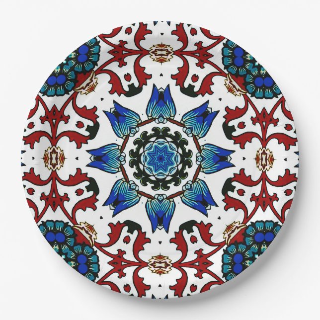 ,Moroccan,mosaic,Turkish, Paper Plates (Front)