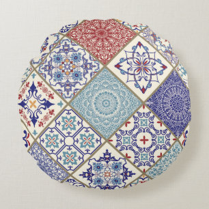 Moroccan Mosaic Vintage Classic Pattern Round Pillow