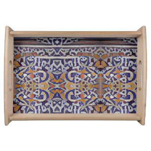 Moroccan mosaic wall geometric art  serving tray
