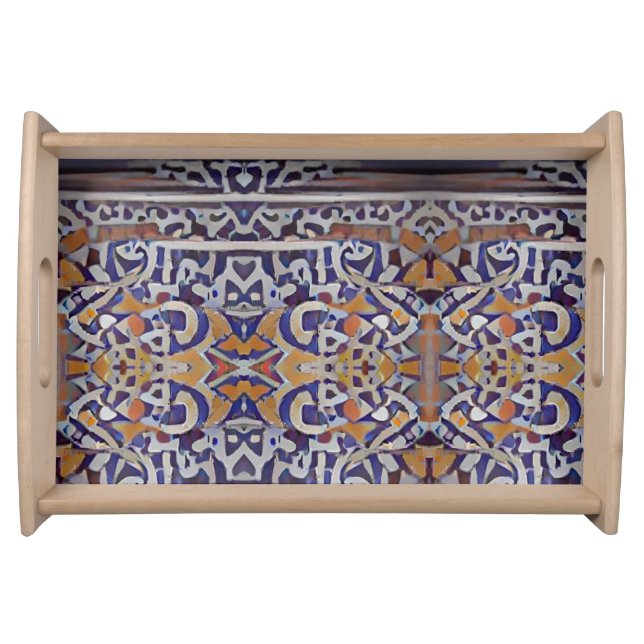 Moroccan mosaic wall geometric art  serving tray (Front)