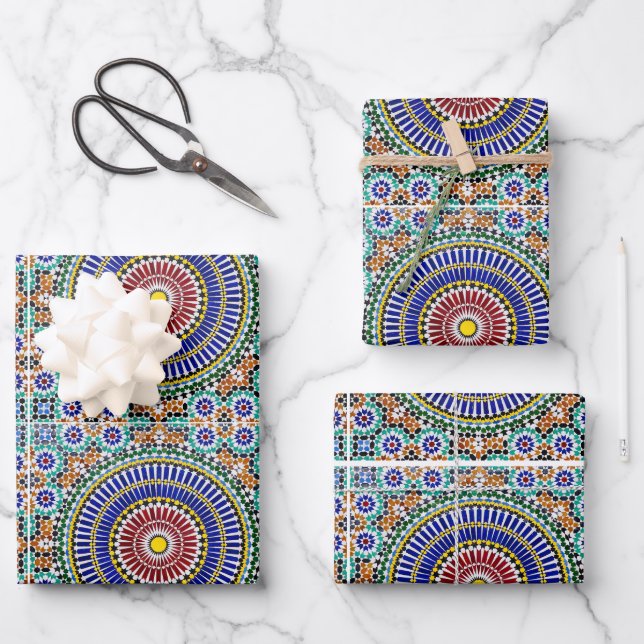 Moroccan Mosaic Wrapping Paper Sheets (Front)