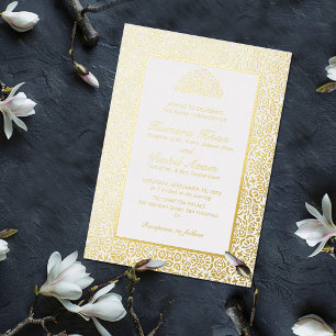 Moroccan Motif Jewel Lattice Islamic Foil Invitation