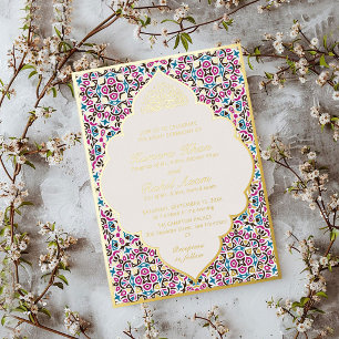 Moroccan Motif Jewel Lattice Islamic Foil Invitation