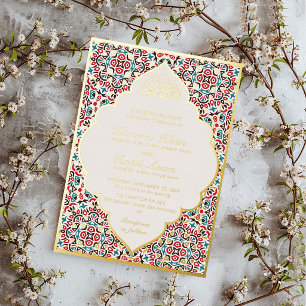 Moroccan Motif Jewel Lattice Islamic Foil Invitation