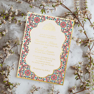 Moroccan Motif Jewel Lattice Islamic Foil Invitation