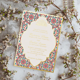 Moroccan Motif Jewel Lattice Islamic Foil Invitation