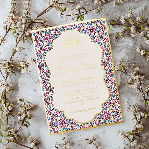 Moroccan Motif Jewel Lattice Islamic Foil Invitation