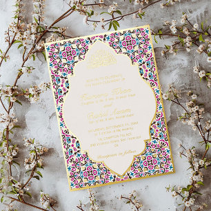 Moroccan Motif Jewel Lattice Islamic Foil Invitation