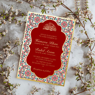 Moroccan Motif Jewel Lattice Islamic Foil Invitation