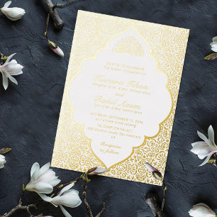 Moroccan Motif Jewel Lattice Islamic Foil Invitation
