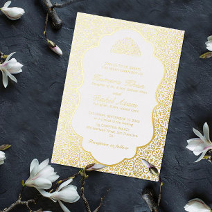Moroccan Motif Jewel Lattice Islamic Foil Invitation