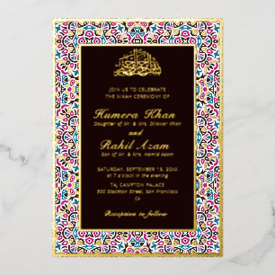 Moroccan Motif Jewel Lattice Islamic Foil Invitation