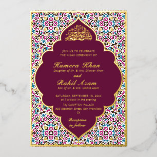 Moroccan Motif Jewel Lattice Islamic Foil Invitation