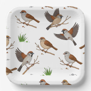 Moroccan Motif of Bruges Birds Paper Plates
