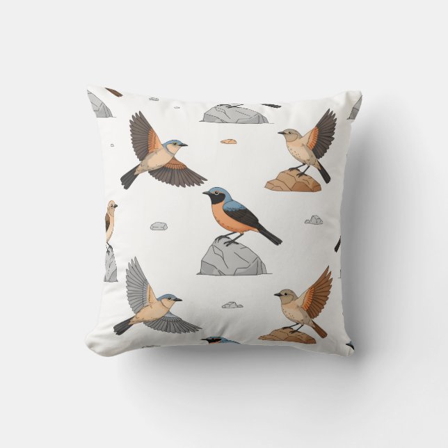 Moroccan Mountain Bird Throw Pillow (Front)