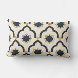 Moroccan mug, navy blue gold, geometric pattern, i lumbar pillow