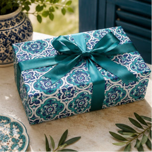 Moroccan Oasis Mosaic for Luxury Mediterranean Wrapping Paper