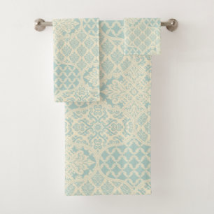 Moroccan Onion Pattern in Glacier Blue and Cream Bath Towel Set