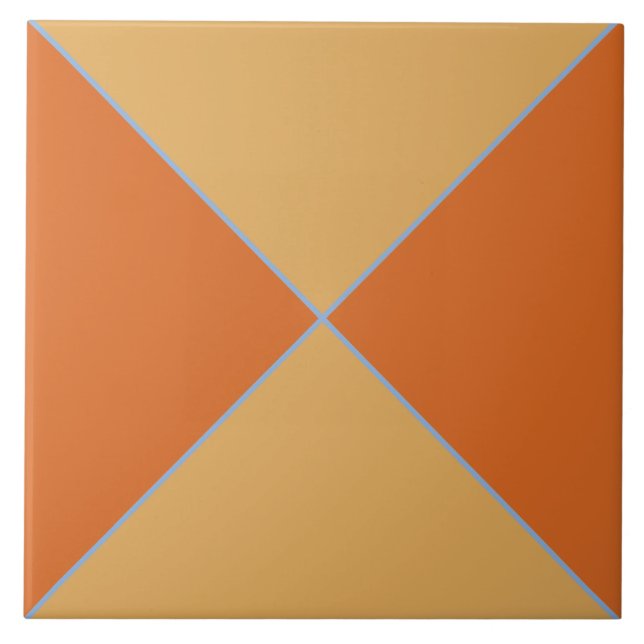 Moroccan orange blue and apricot diamond tile (Front)