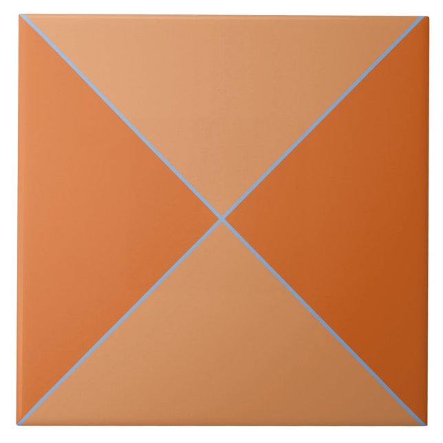 Moroccan orange blue and terracotta diamond tile (Front)
