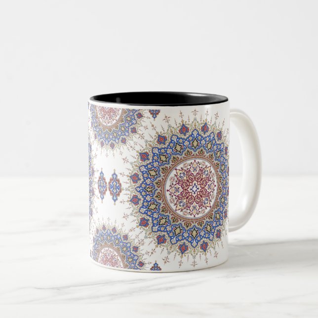 Moroccan Ornamental Geometric Pattern Two-Tone Coffee Mug (Front Right)