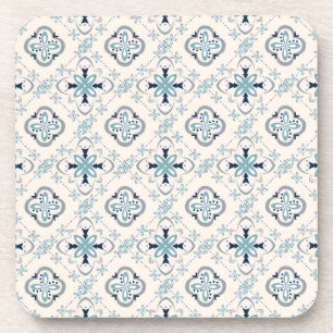 Moroccan ornaments blue cream ethnic stylish East Beverage Coaster