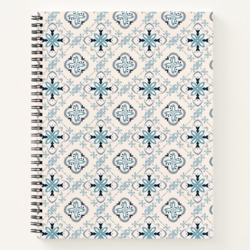 Moroccan ornaments blue cream ethnic stylish East Notebook