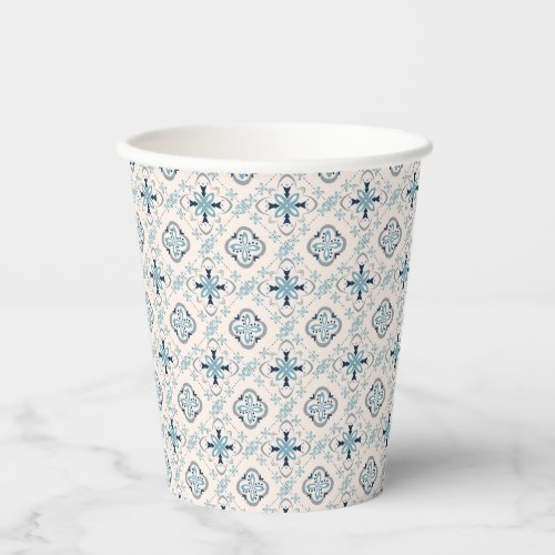 Moroccan ornaments blue cream ethnic stylish East Paper Cups