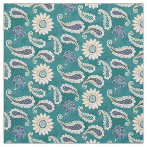Moroccan Paisley Floral Art Pattern Small Repeat Fabric