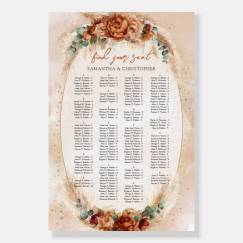 Moroccan Pampas and terracotta floral alphabetical Foam Board