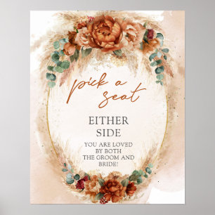 Moroccan Pampas terracotta Pick a Seat Either Side Poster