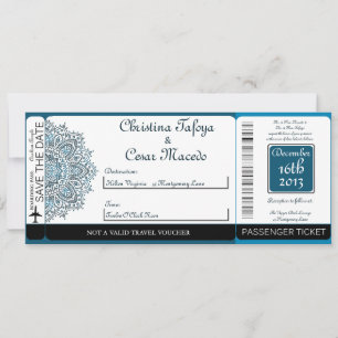 Moroccan Party Boarding Pass Wedding Invitation
