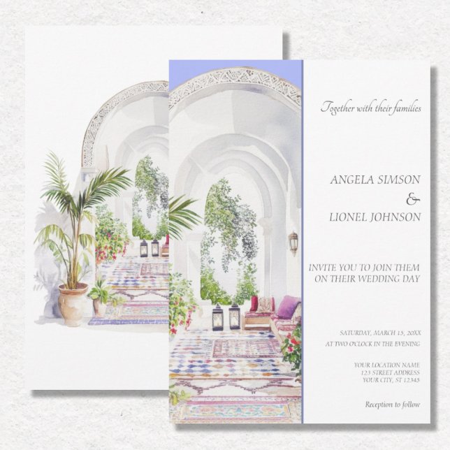 Moroccan Patio Watercolor Elegance Wedding Invitation (Creator Uploaded)