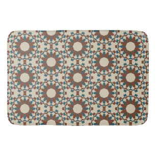 Moroccan pattern (brown and blue) bath mat