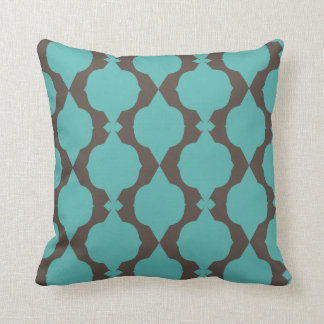 Moroccan Pattern Brown and Teal Throw Pillow