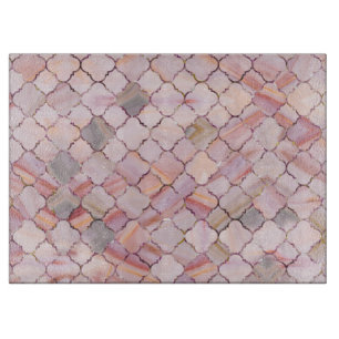Moroccan Pattern in Marble and quartz crystal Text Cutting Board