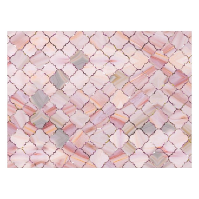 Moroccan Pattern in Marble and quartz crystal Text Tablecloth (Front (Horizontal))