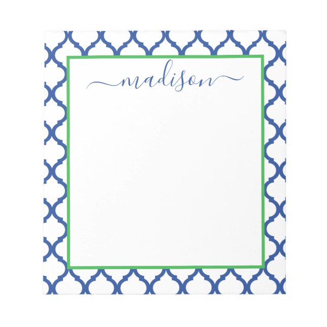 Moroccan Pattern Personalized Name Notepad (Front)