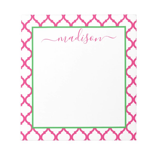 Moroccan Pattern Personalized Name Notepad (Front)