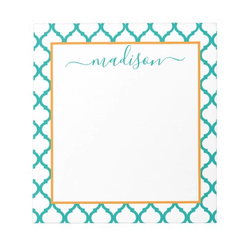 Moroccan Pattern Personalized Name Notepad