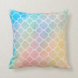 Moroccan Pattern Watercolor Throw Pillow