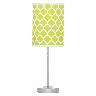 Moroccan patterned modern white lime green lamp