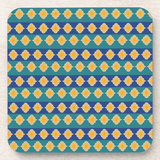 Moroccan peacock hues  beverage coaster (Front)