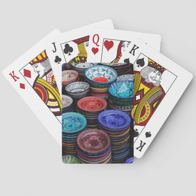 Moroccan Plates At Market Poker Cards (Back)